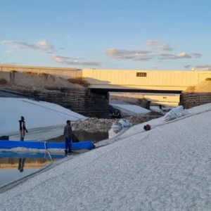 Flexible Water Tank Used as Temporary Dam Barrier